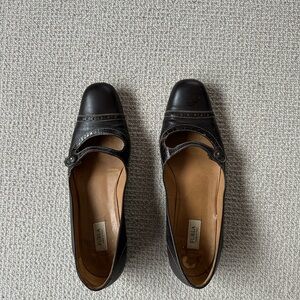 Furla Elegant Brown Leather Maryjane Pumps